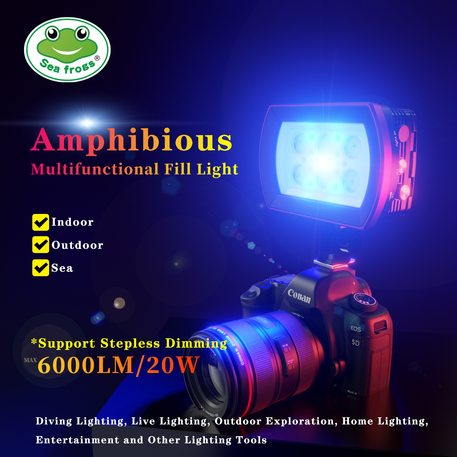 Photography Lighting Brand - Seafrogs 6000Lm 40M Waterproof LED Camera