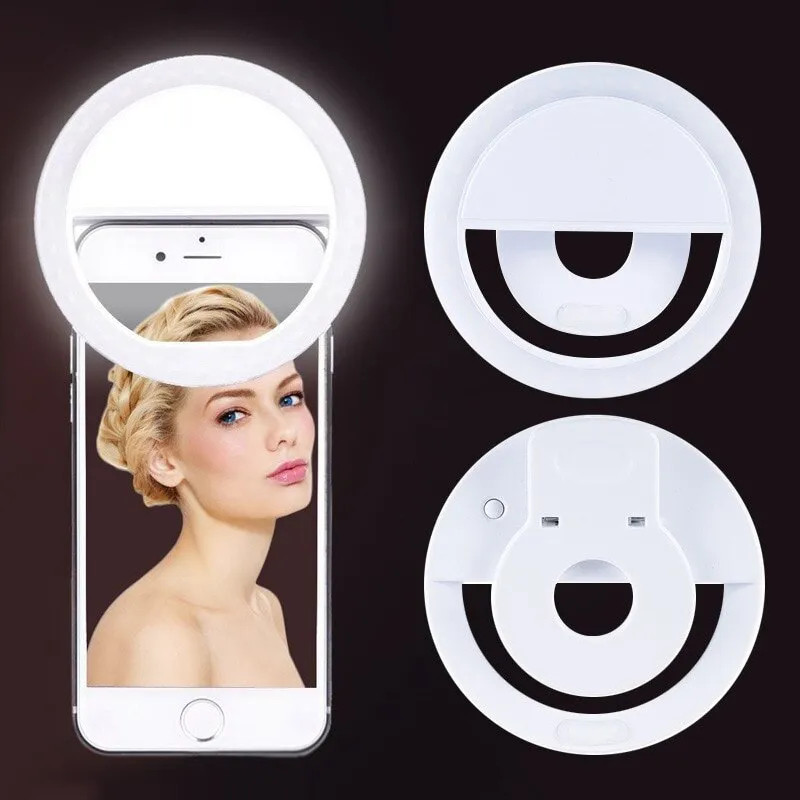 USB Rechargeable LED Selfie Ri - Photography Lighting Description avaliação e preço