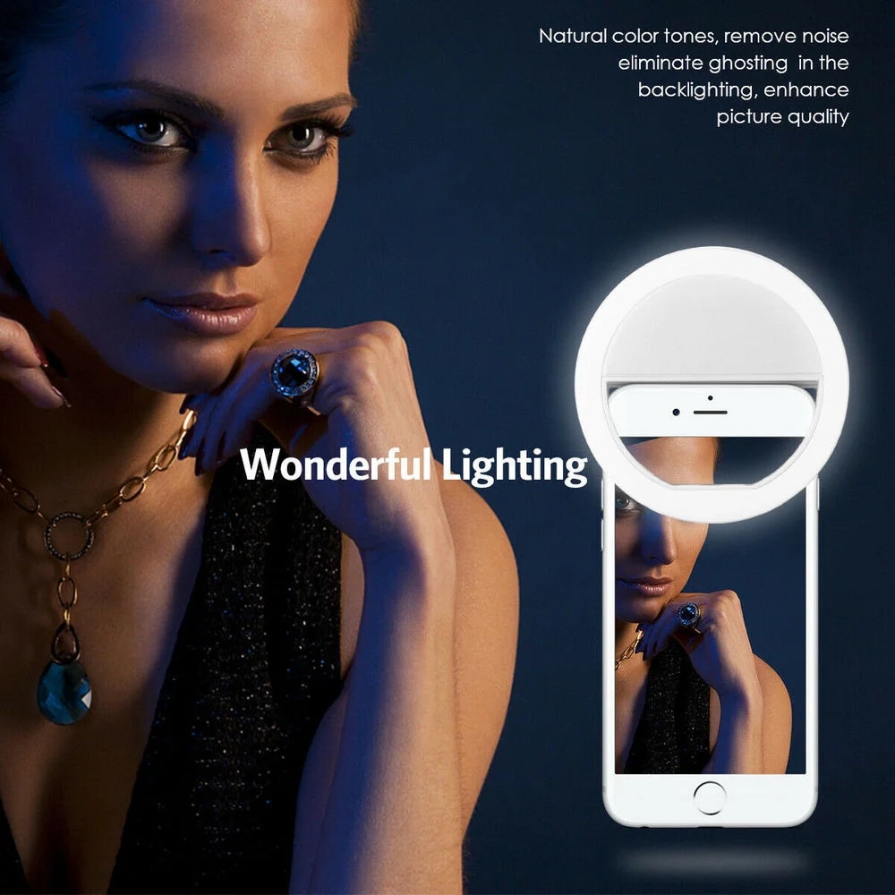 USB Rechargeable LED Selfie Ri - Photography Lighting Description avaliação e preço