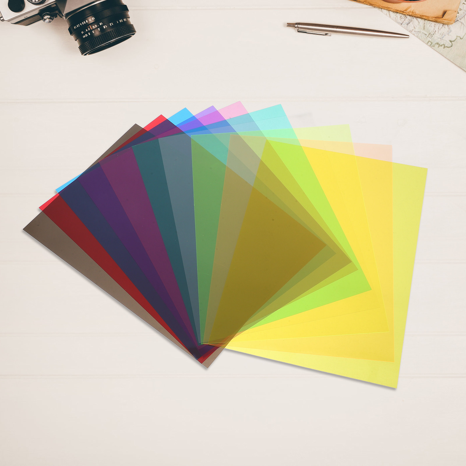 10Pcs Colored PVC Glass Paper  - Photography Lighting Diy avaliação e preço